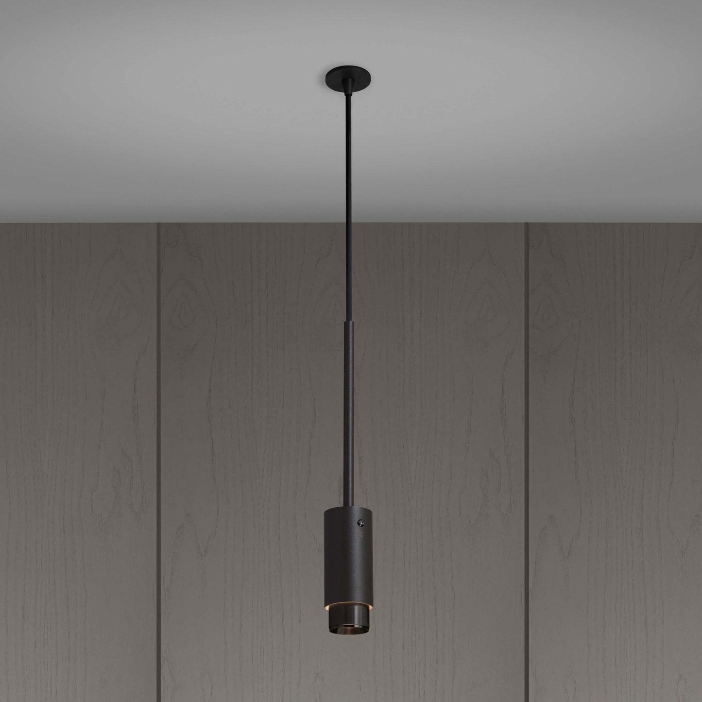 Exhaust Pendant Light / Linear / Graphite Gun metal, Front view.