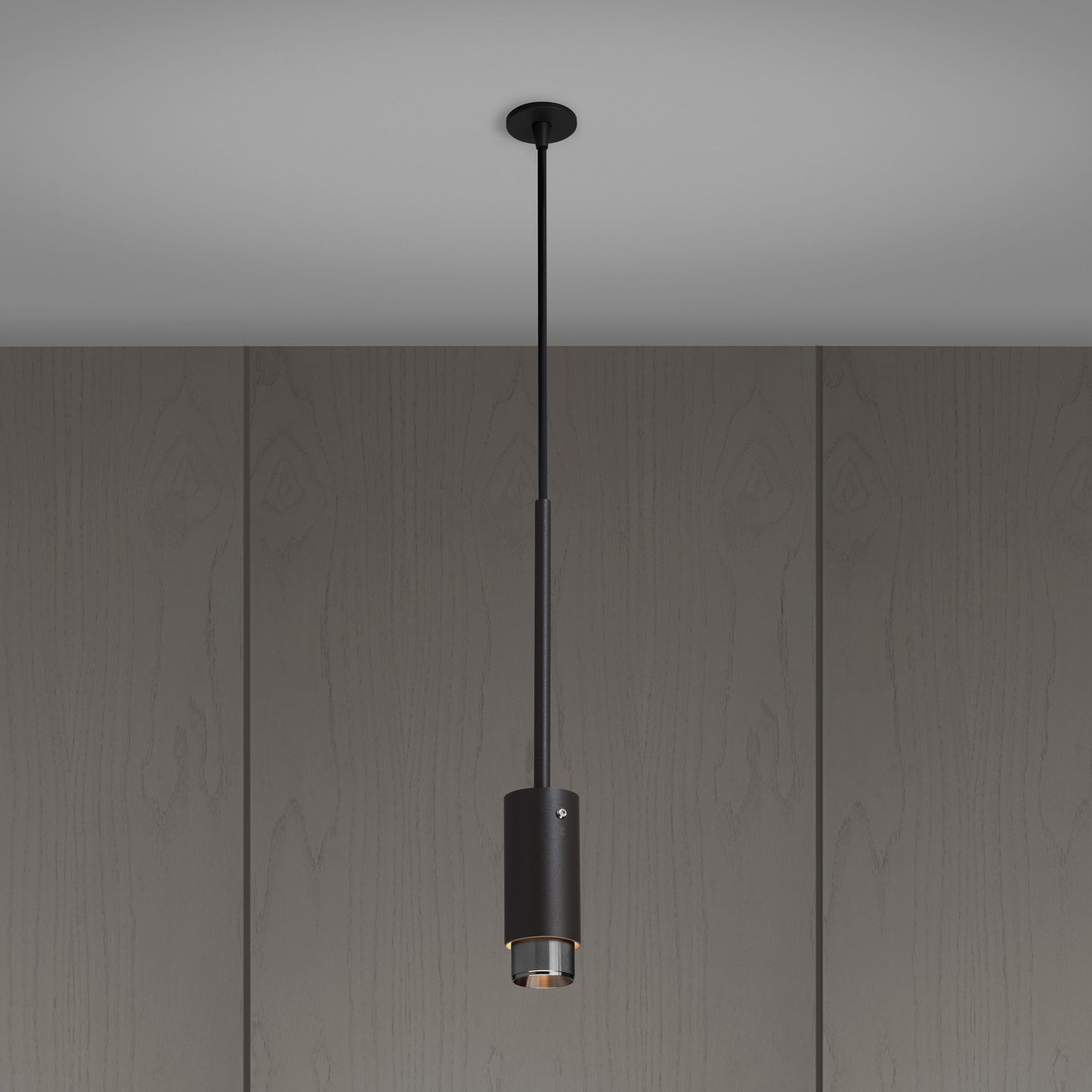 Exhaust Pendant Light / Linear / Graphite Steel, Front view.