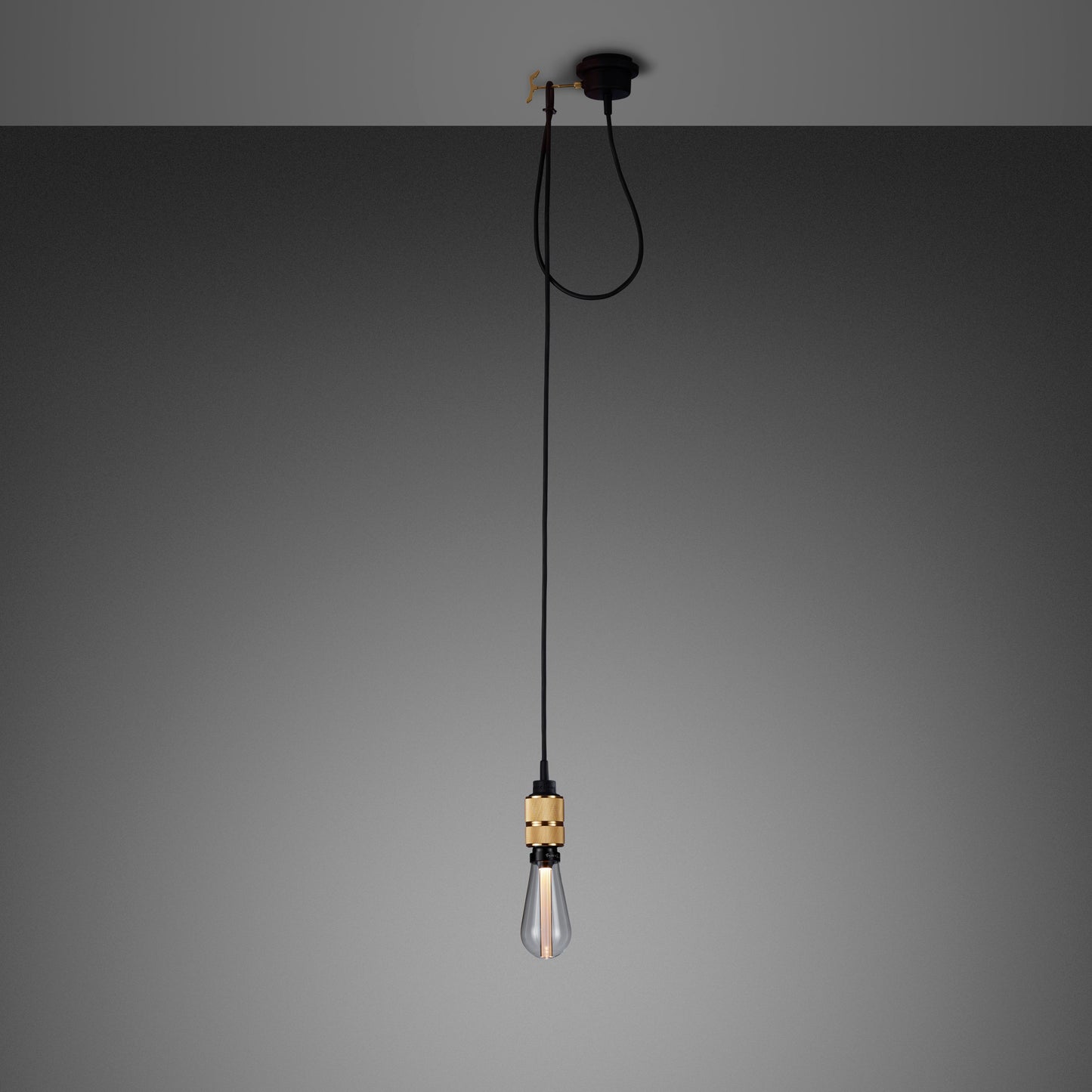 Hooked 1.0 Pendant Light / Nude Brass, front view.