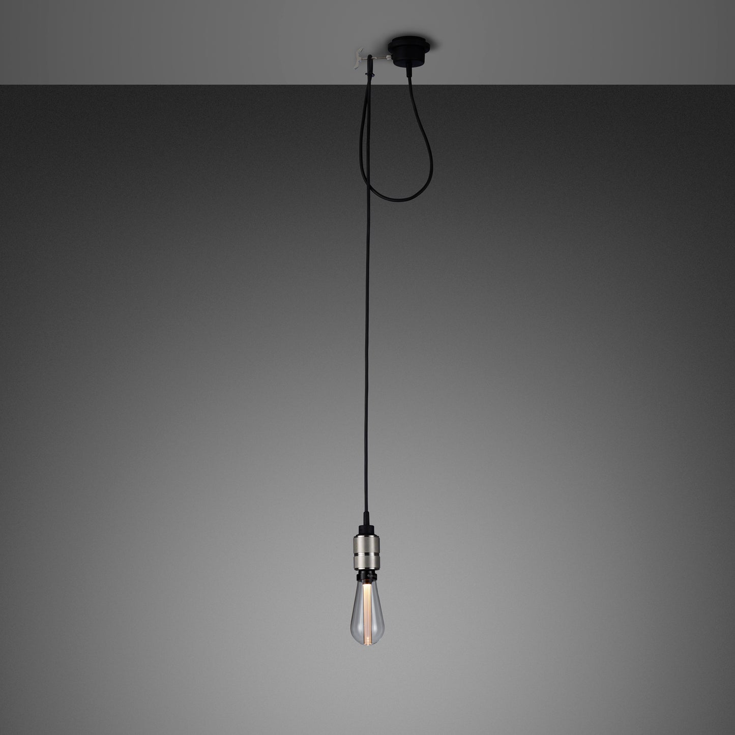 Hooked 1.0 Pendant Light / Nude Steel, front view.