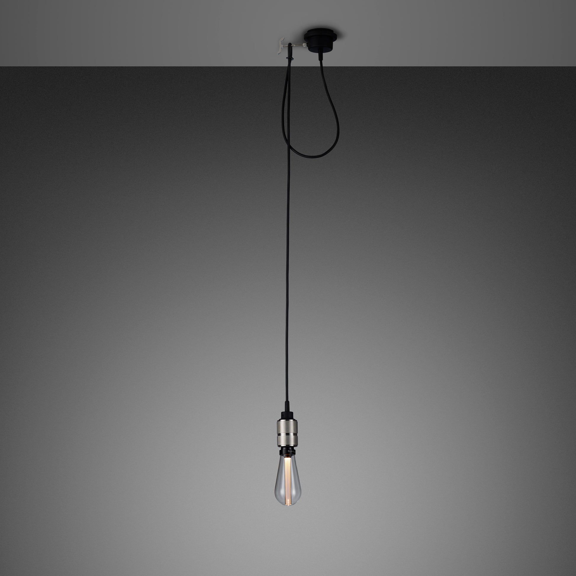 Hooked 1.0 Pendant Light / Nude Steel, front view.