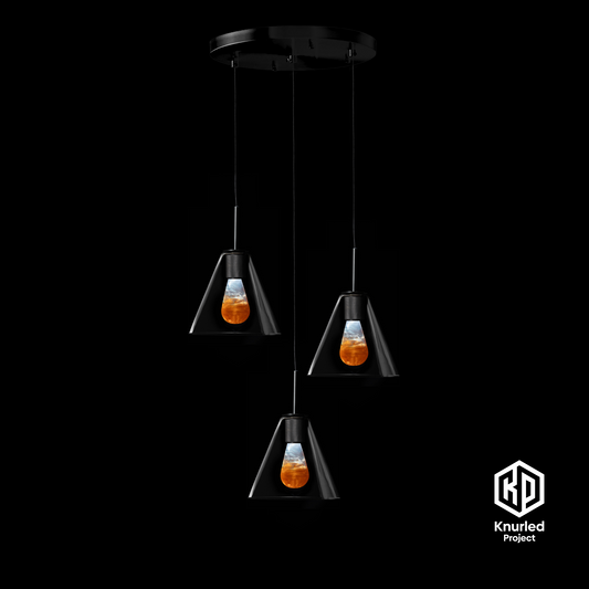 matte black 3 drop molten mood bulbs cone shade product photo 1