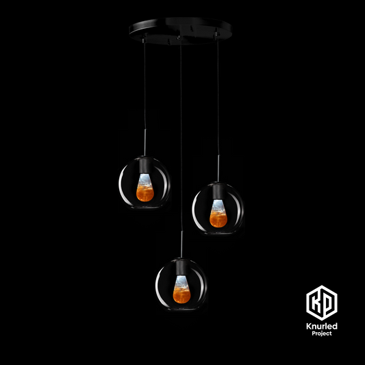 matte black 3 drop molten mood bulbs globe shade product photo 1