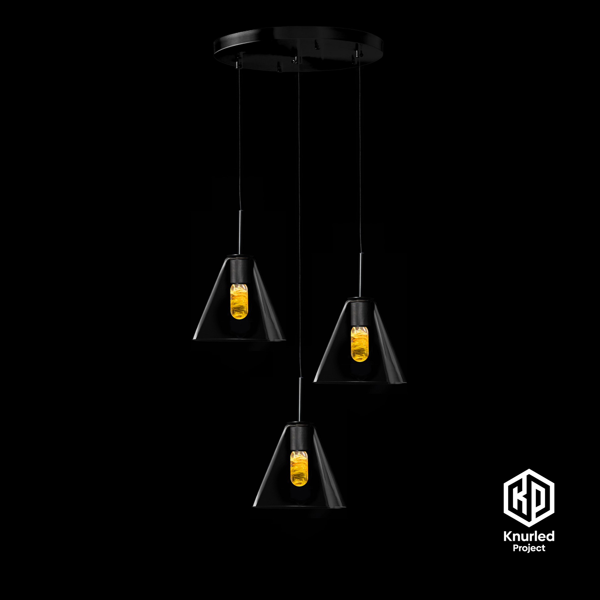 matte black 3 drop smoked mood bulbs cone shade copy product photo 1