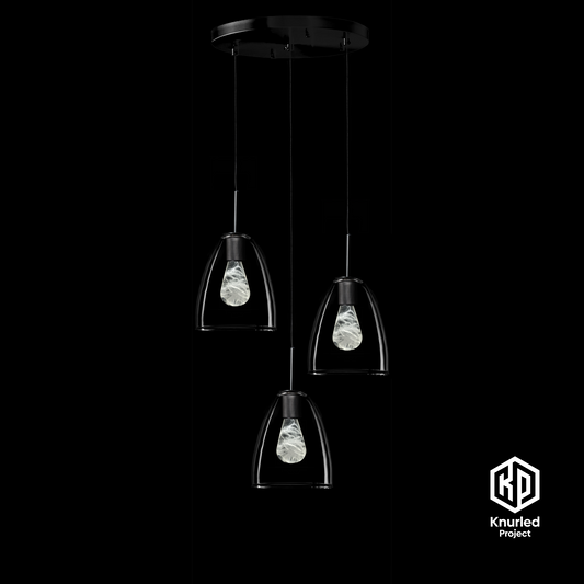 matte black 3 drop smoked mood bulbs bell shade product photo 1