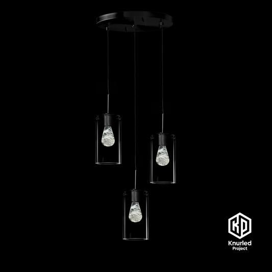 matte black 3 drop smoked mood bulbs cylinder shade product photo 1