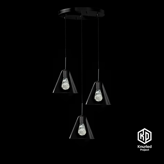 matte black 3 drop smoked mood bulbs cone shade product photo 1