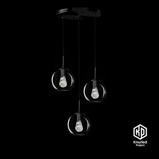 matte black 3 drop smoked mood bulbs globe shade product photo 1