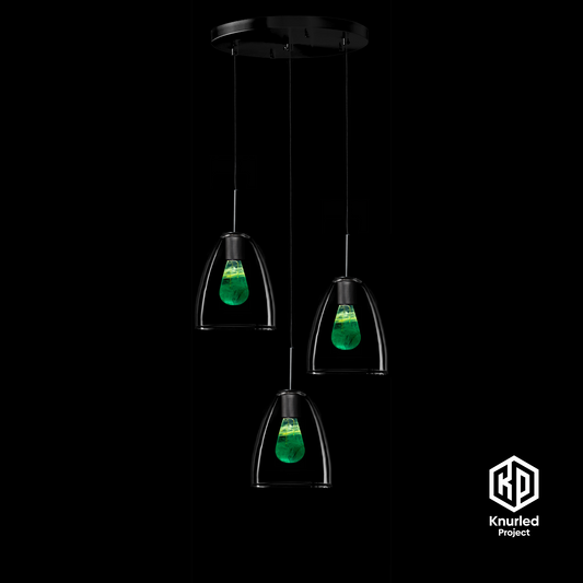 matte black 3 drop glacier mood bulbs bell shade 1 product photo 1