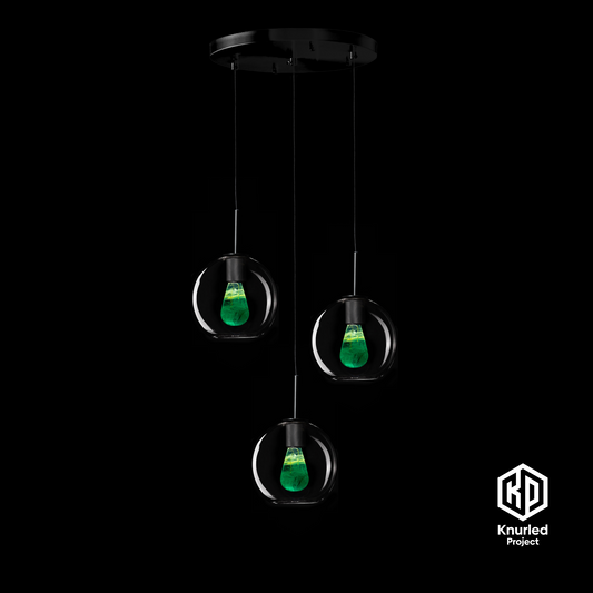 matte black 3 drop cryptonite mood bulbs globe shade product photo 1