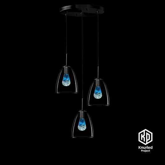 matte black 3 drop glacier mood bulbs bell shade product photo 1