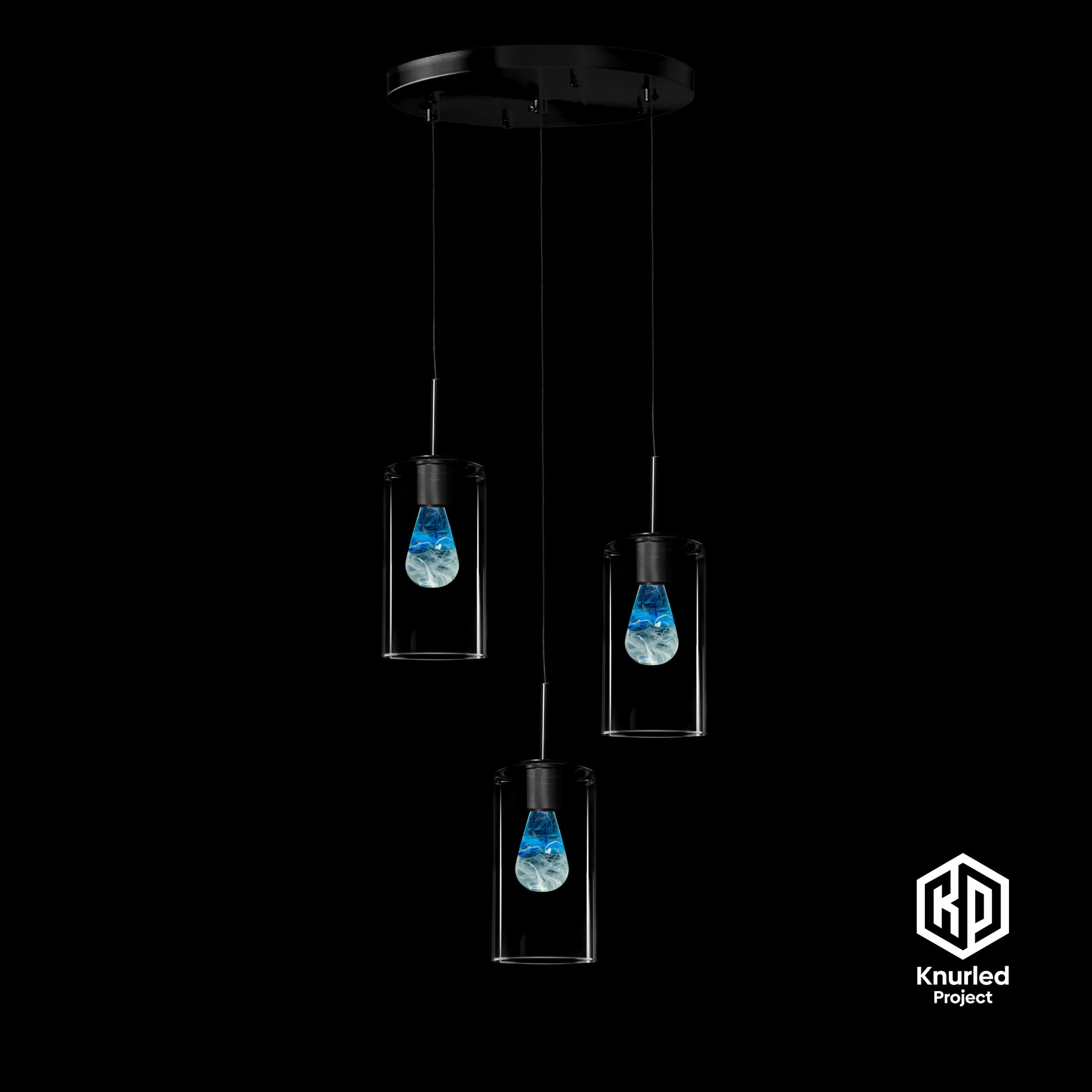 matte black 3 drop glacier mood bulbs cylinder shade product photo 1