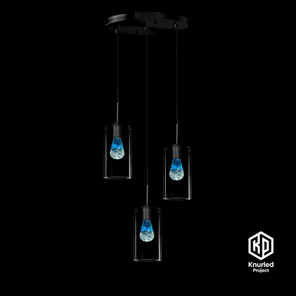 matte black 3 drop glacier mood bulbs cylinder shade product photo 1