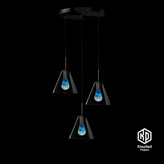 matte black 3 drop glacier mood bulbs cone shade product photo 1