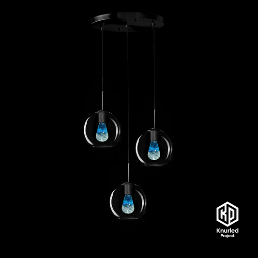 matte black 3 drop glacier mood bulbs globe shade product photo 1