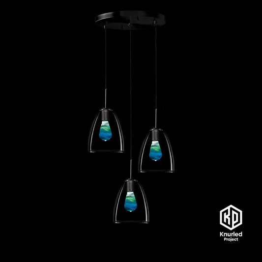 matte black 3 drop ripple mood bulbs bell shade product photo 1