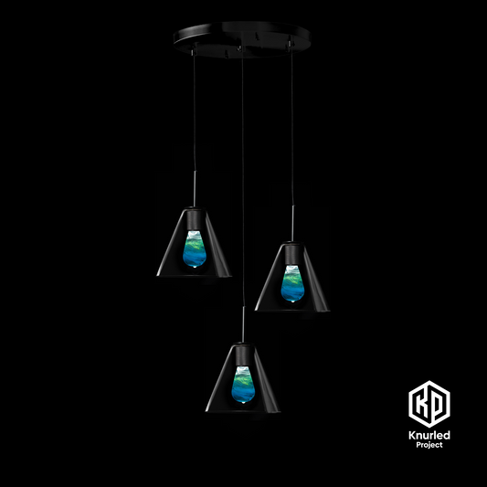 matte black 3 drop ripple mood bulbs cone shade product photo 1