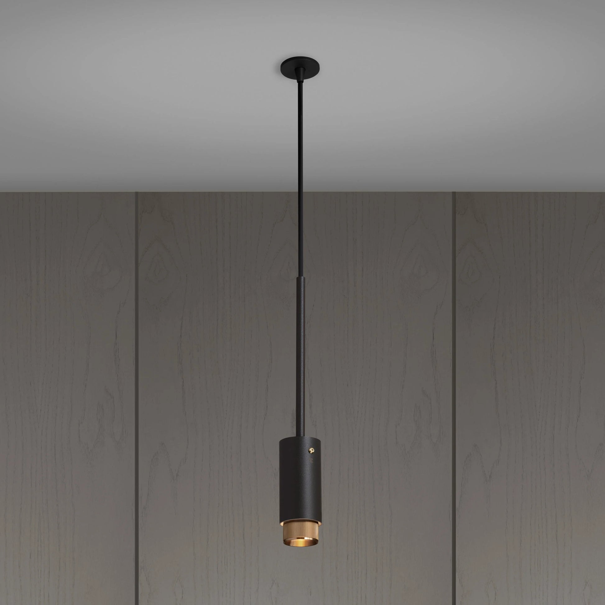 Exhaust Pendant Light / Linear / Graphite Brass, Front view.