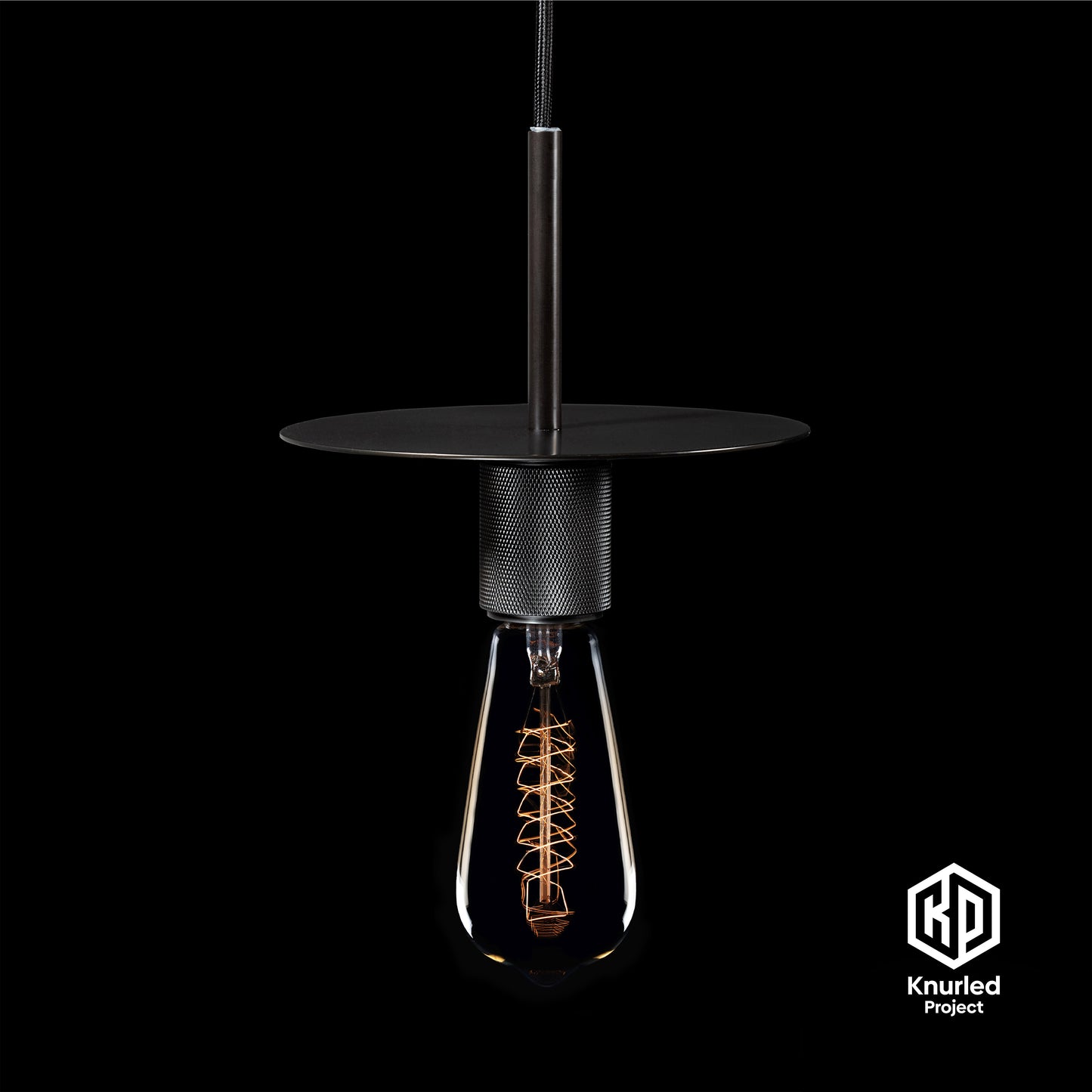 knurled disc pendant light matte black product photo 1