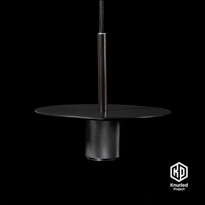 knurled disc pendant light cylinder shade matte black product photo 5