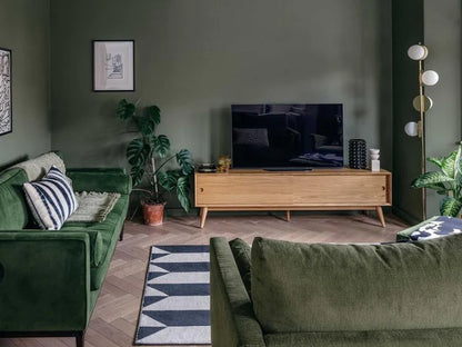 brass Opal Disk Floor Lamp, in living room.