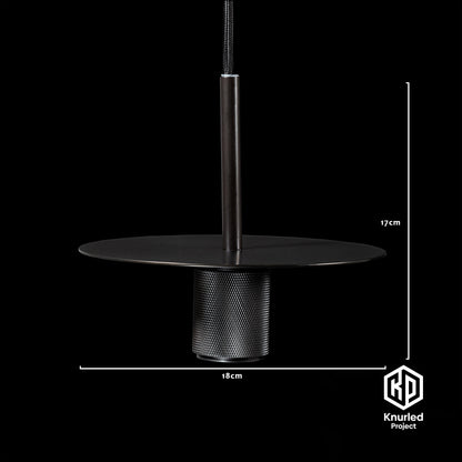 knurled disc pendant light cylinder shade matte black product photo 4