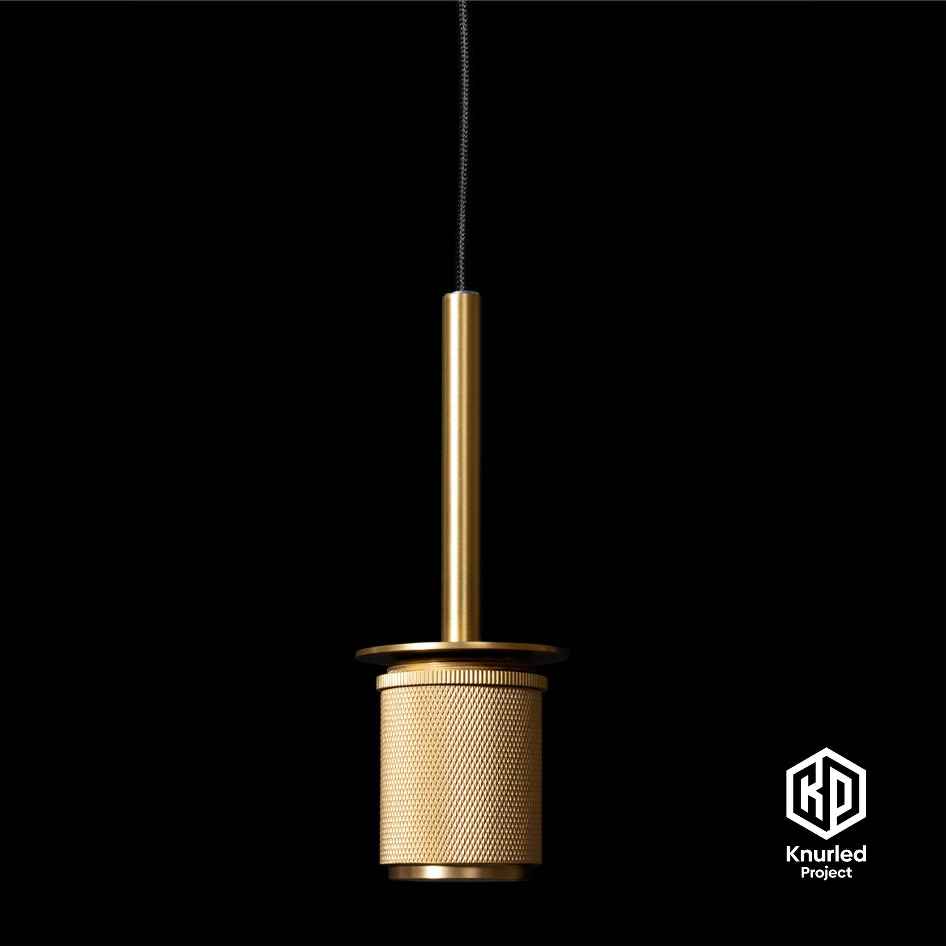 knurled shade pendant light cone shade brass product photo 3