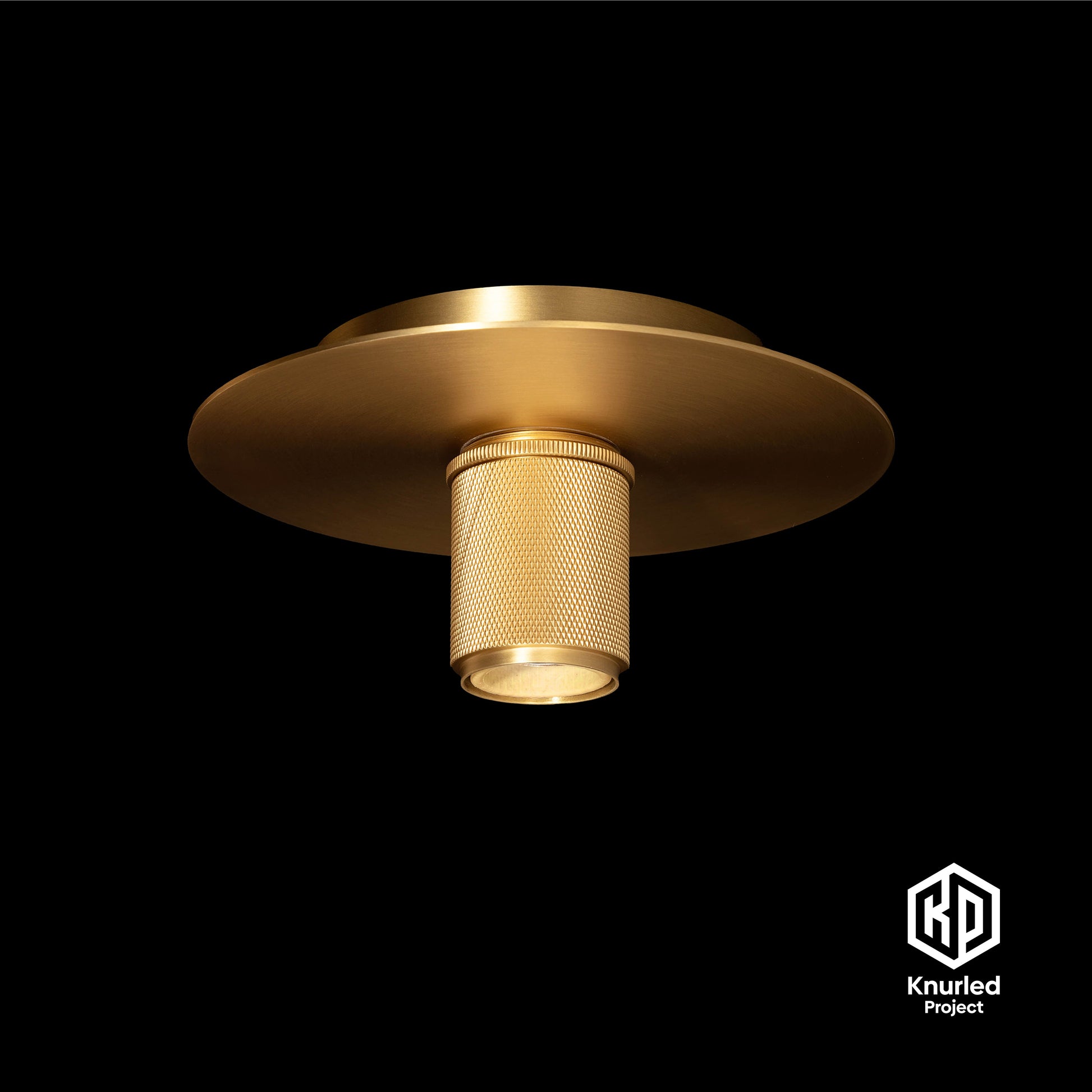 knurled disc ceiling light brass product photo 6