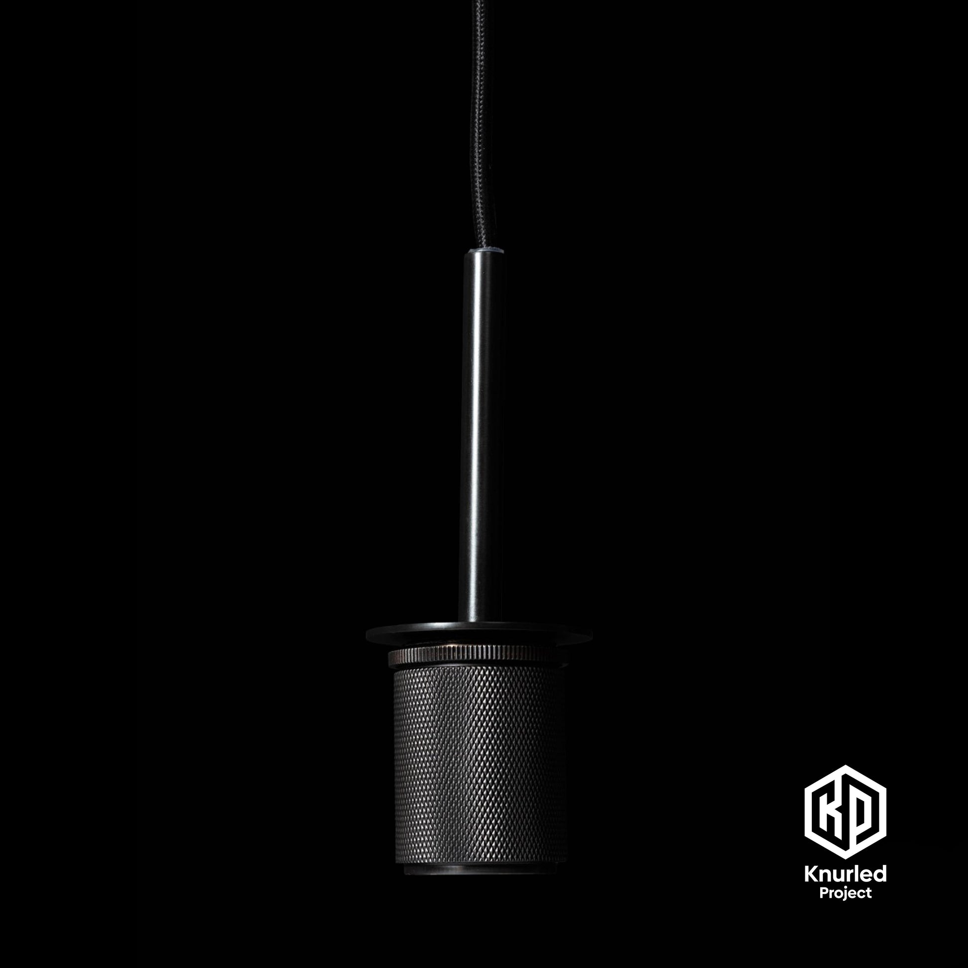 knurled shade pendant light cylinder shade matte black product photo 4