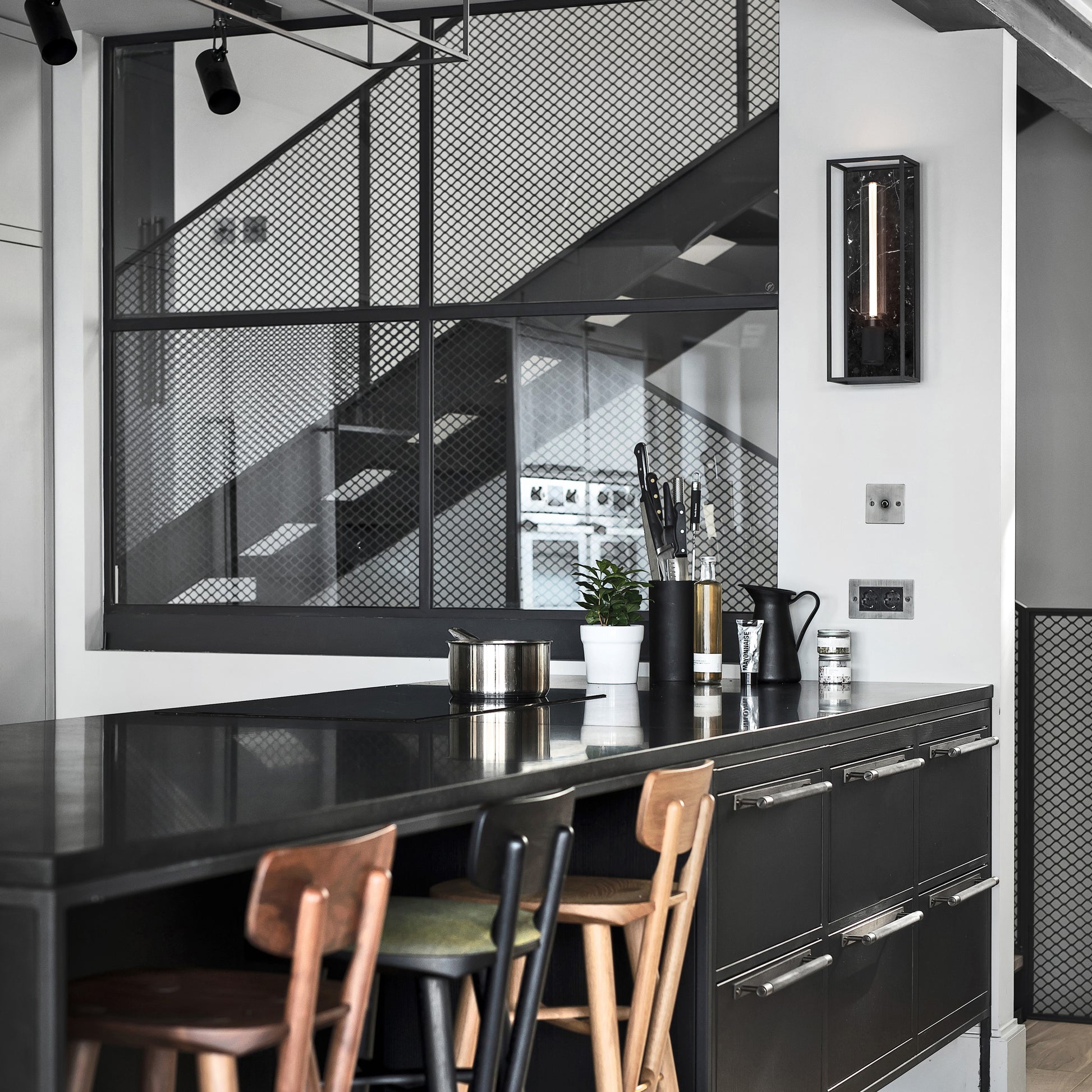 Caged Wall/ Large Black Marble kitchen lifestyle 