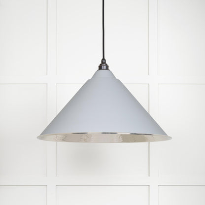 Hammered Nickel Hockley Pendant Light Birch, Front View.