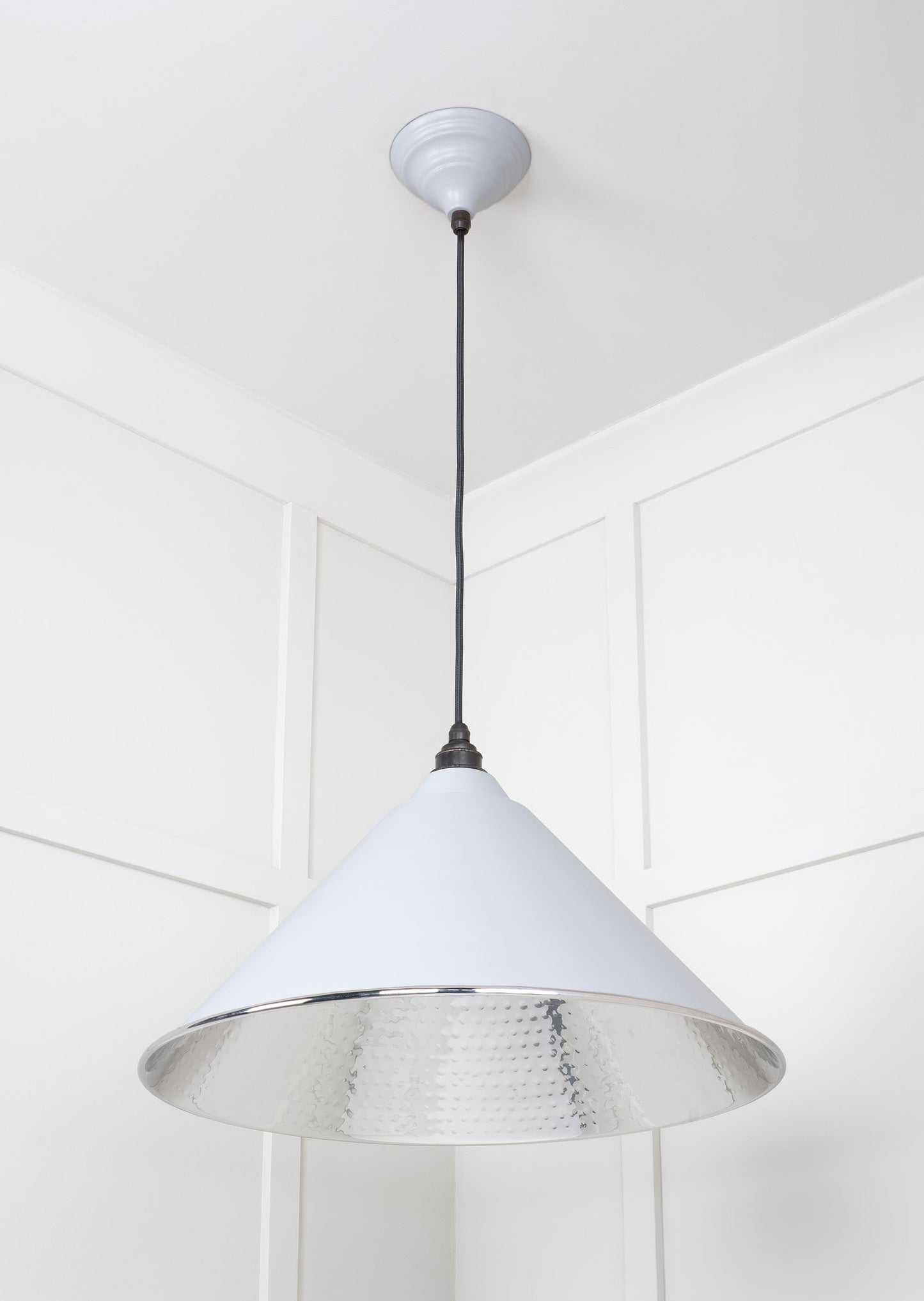 Hammered Nickel Hockley Pendant Light Birch, Underside.