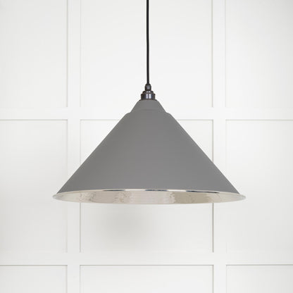 Hammered Nickel Hockley Pendant Light Bluff, Front View.