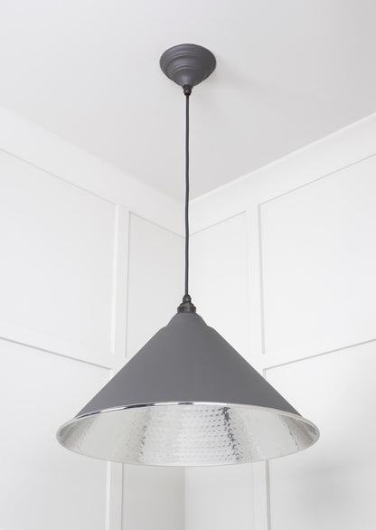 Hammered Nickel Hockley Pendant Light Bluff, Underside.