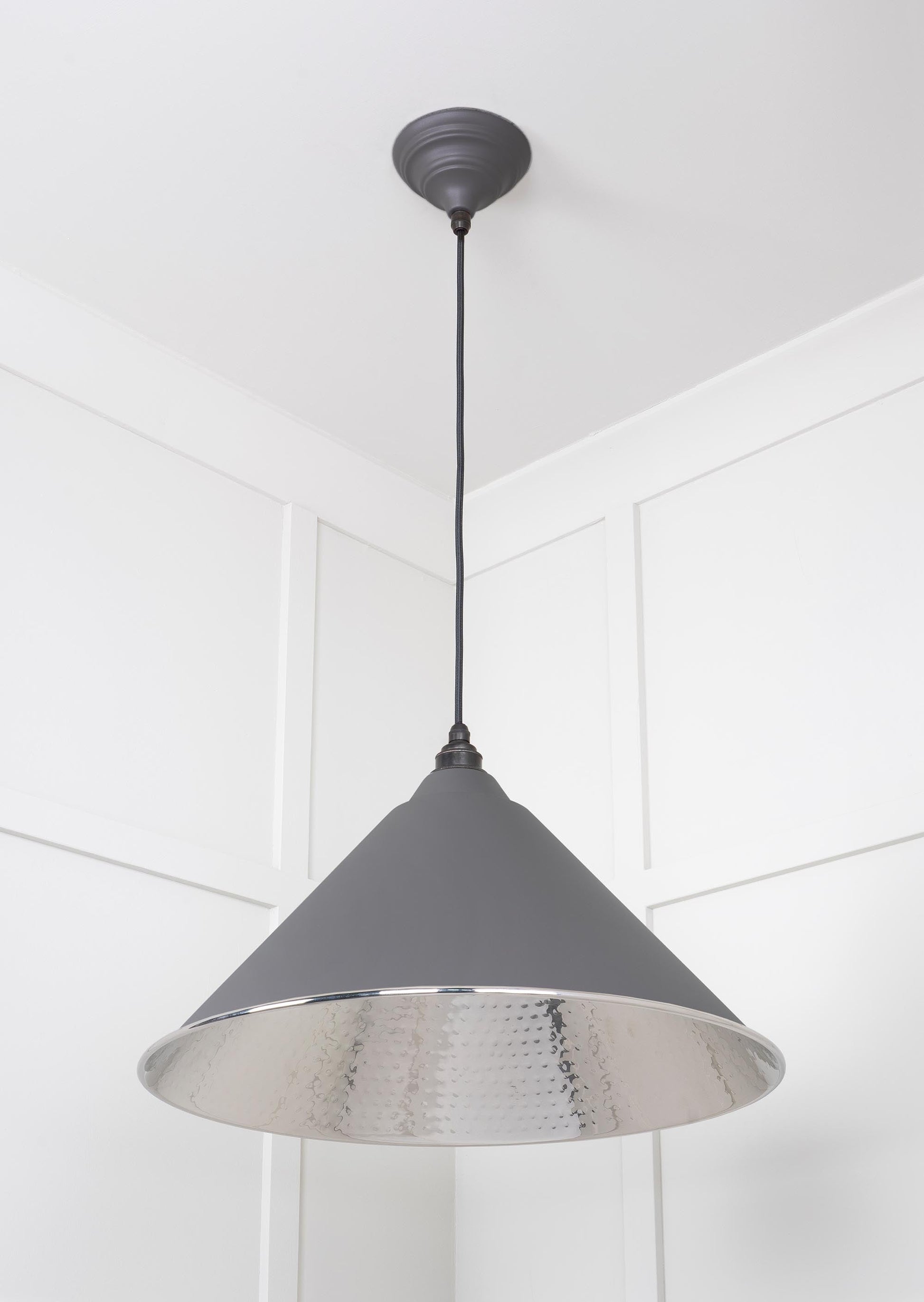 Hammered Nickel Hockley Pendant Light Bluff, Underside.