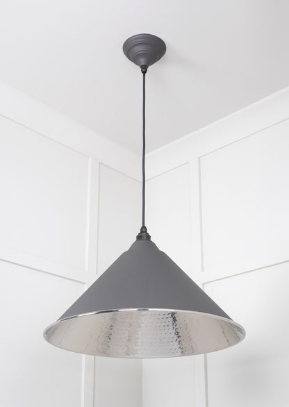 Hammered Nickel Hockley Pendant Light Bluff, Underside.