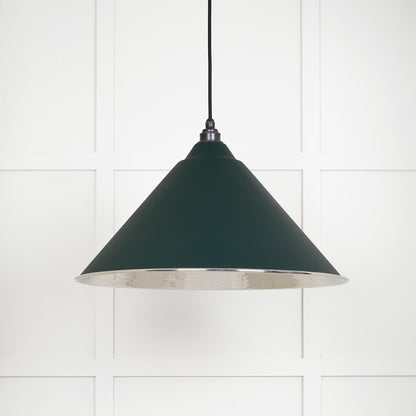 Hammered Nickel Hockley Pendant Light Dingle, Front View.