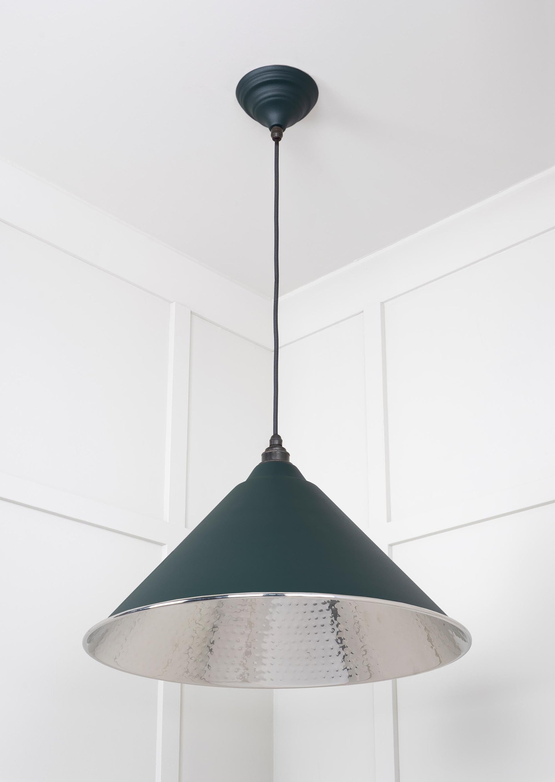 Hammered Nickel Hockley Pendant Light Dingle, Underside.