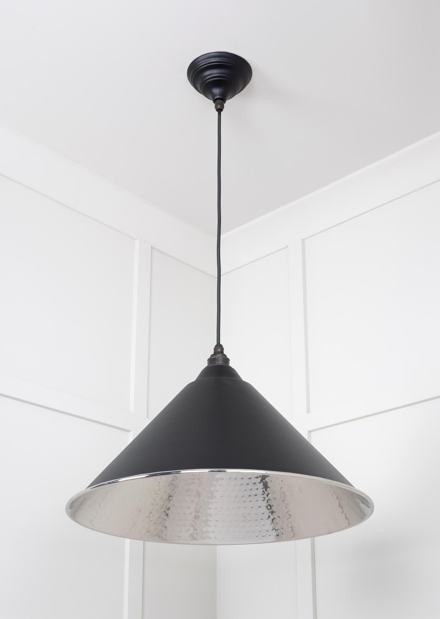 Hammered Nickel Hockley Pendant Light Elan Black, Underside.