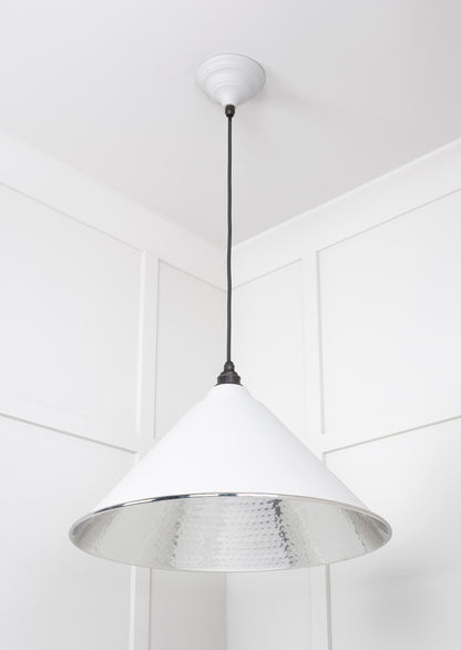 Hammered Nickel Hockley Pendant Light Flock, Underside.