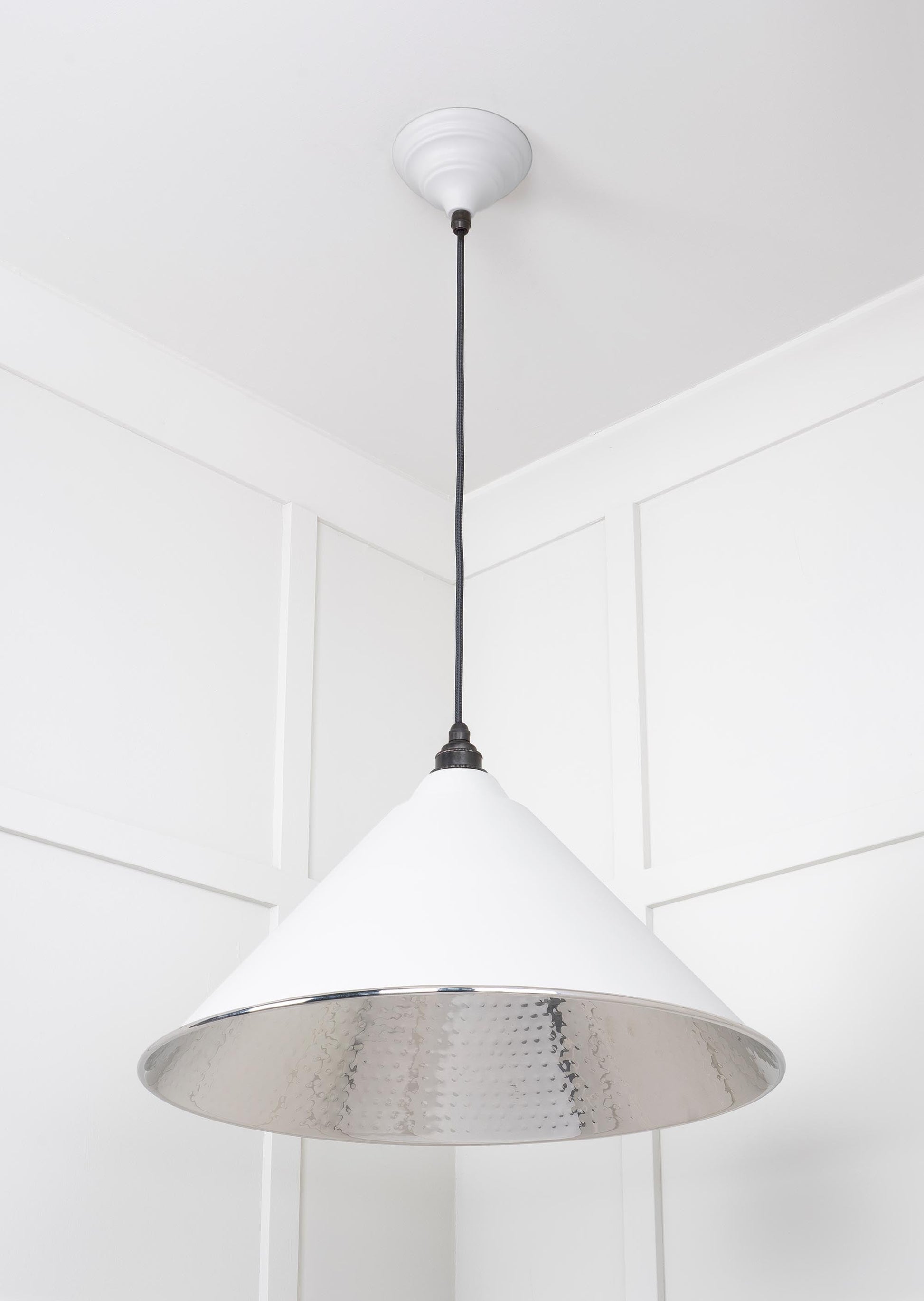 Hammered Nickel Hockley Pendant Light Flock, Underside.