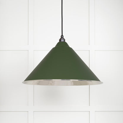 Hammered Nickel Hockley Pendant Light Heath, Front View.