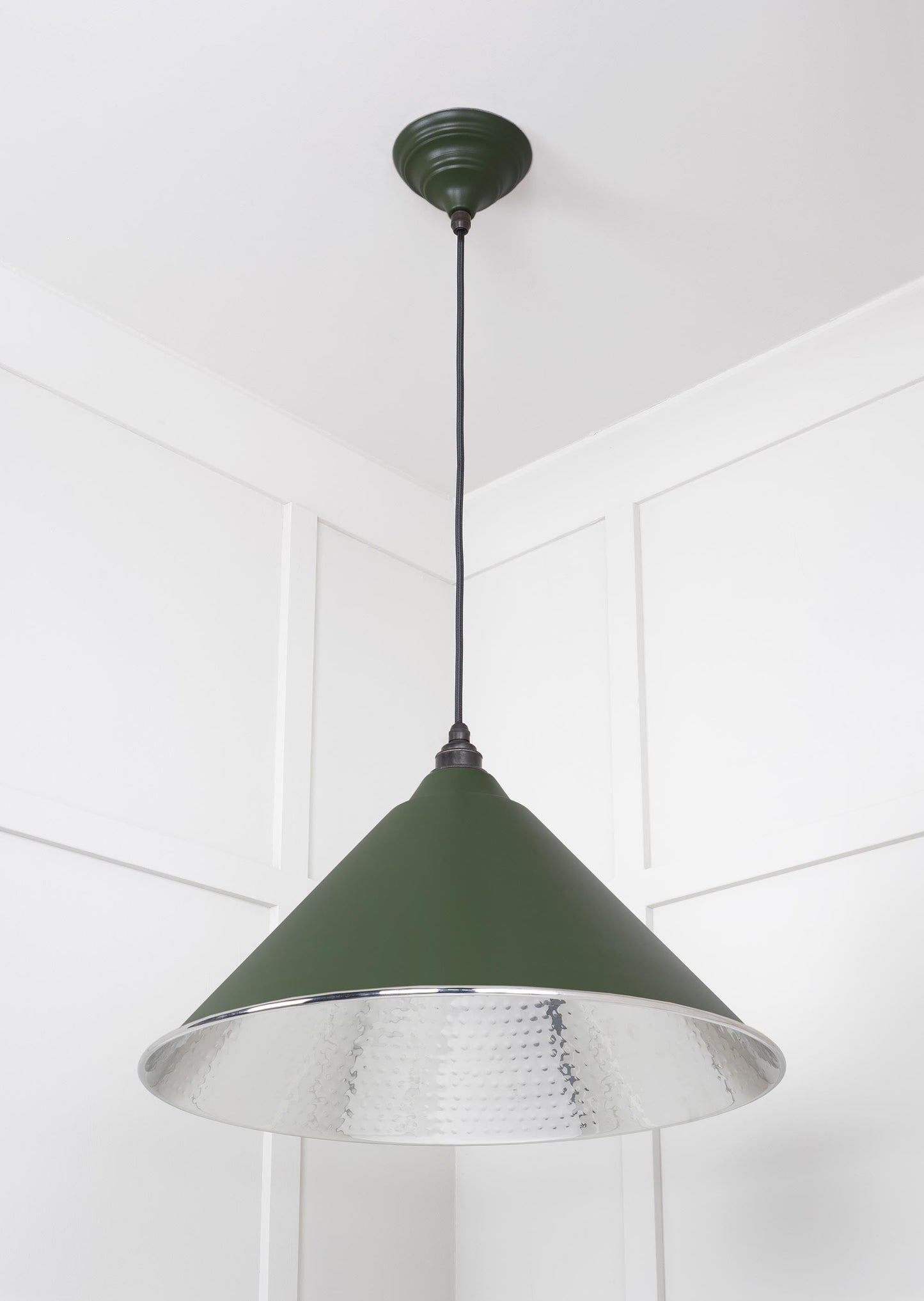 Hammered Nickel Hockley Pendant Light Heath, Underside.