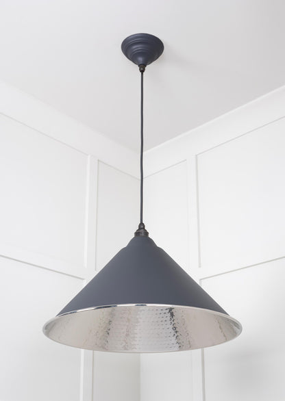 Hammered Nickel Hockley Pendant Light Slate, Underside.