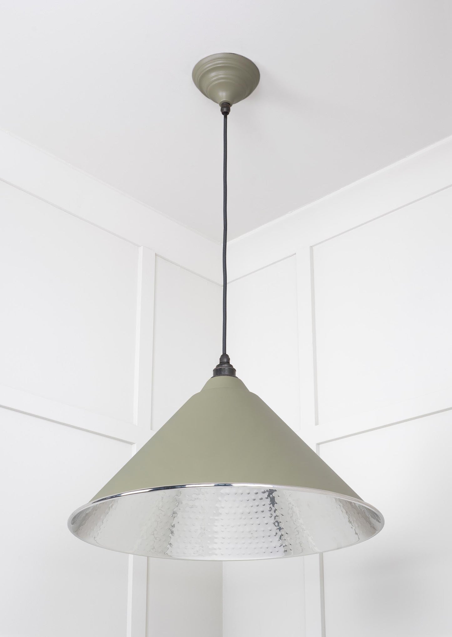 Hammered Nickel Hockley Pendant Light Tump, Underside.