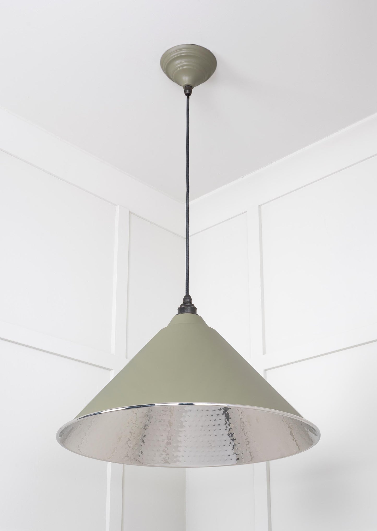 Hammered Nickel Hockley Pendant Light Tump, Underside.