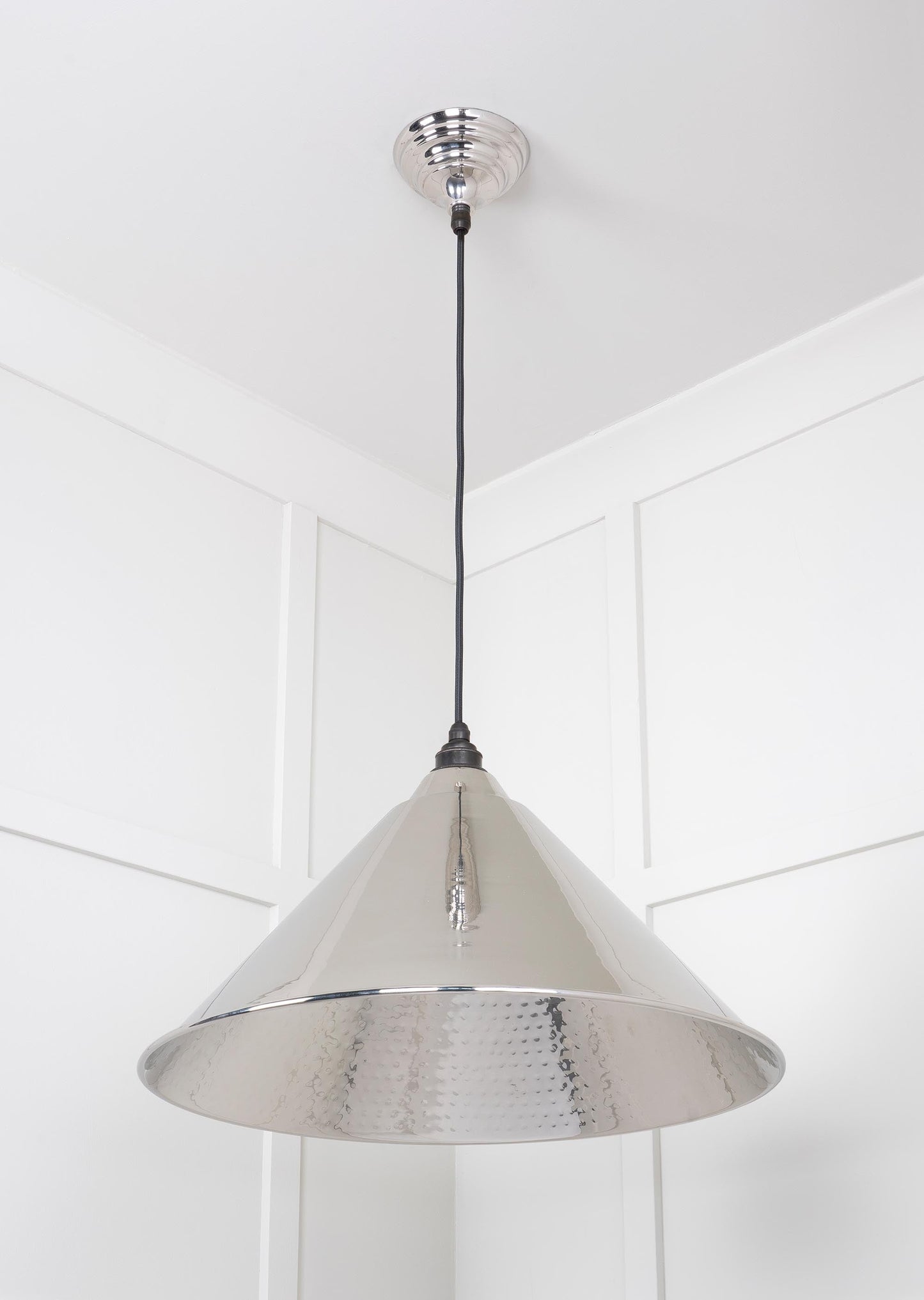 Hammered Nickel Hockley Pendant Light Nickel, Underside.