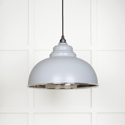 Hammered Nickel Harborne Pendant Light  Birch, Front Side.