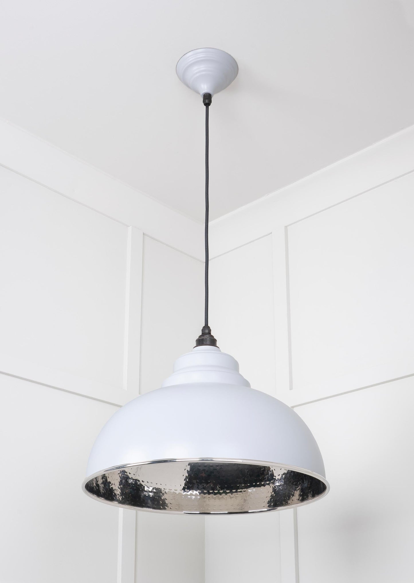 Hammered Nickel Harborne Pendant Light  Birch, Underside.