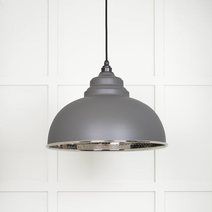 Hammered Nickel Harborne Pendant Light  Bluff, Front Side.